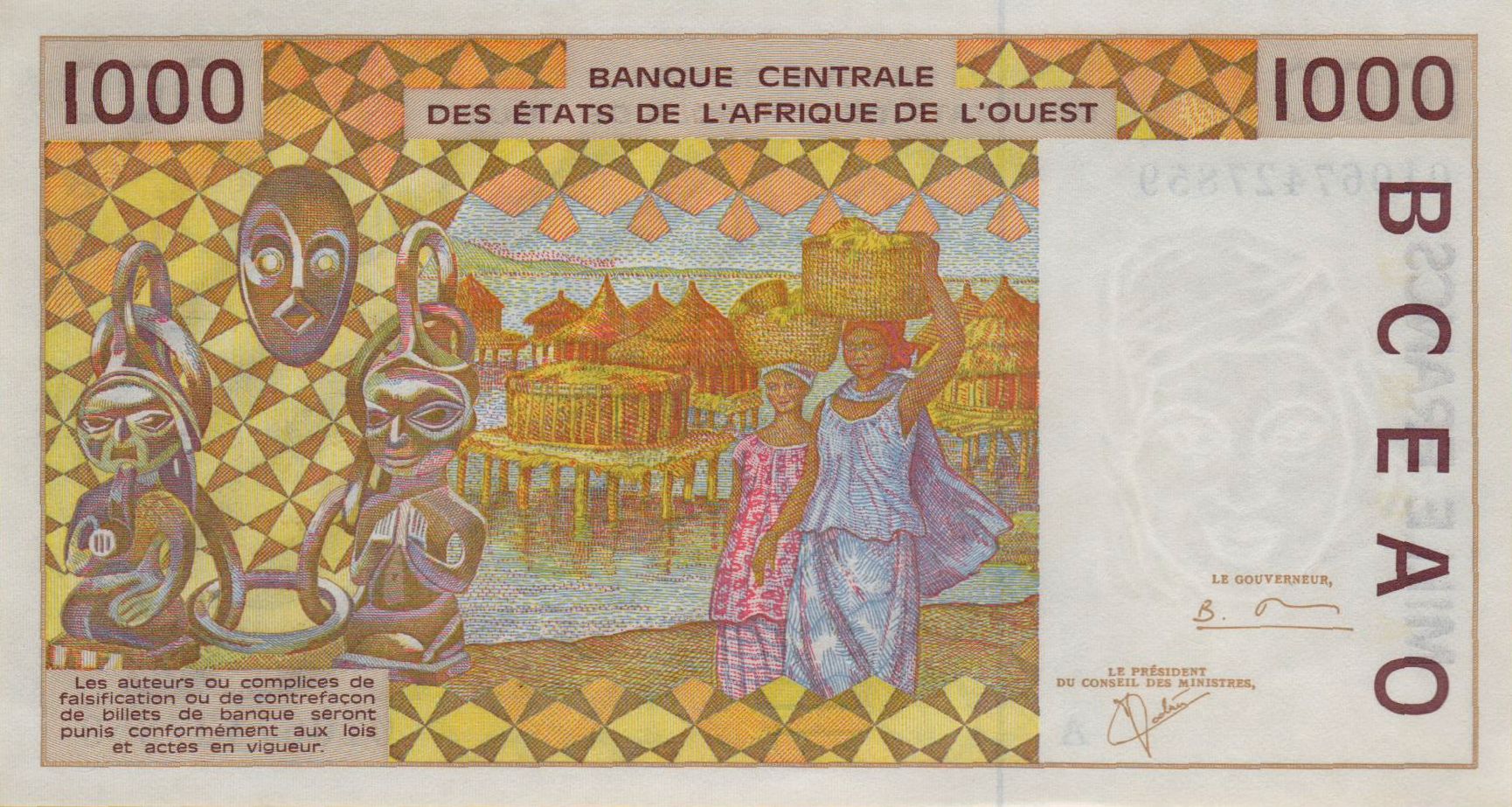 Ivory Coast (W.A.S) 1000 2001 UNC P-111A/j